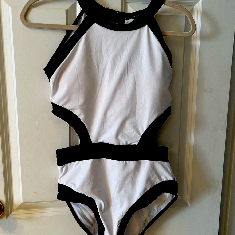 Women’s One Piece Black and White Swimsuit